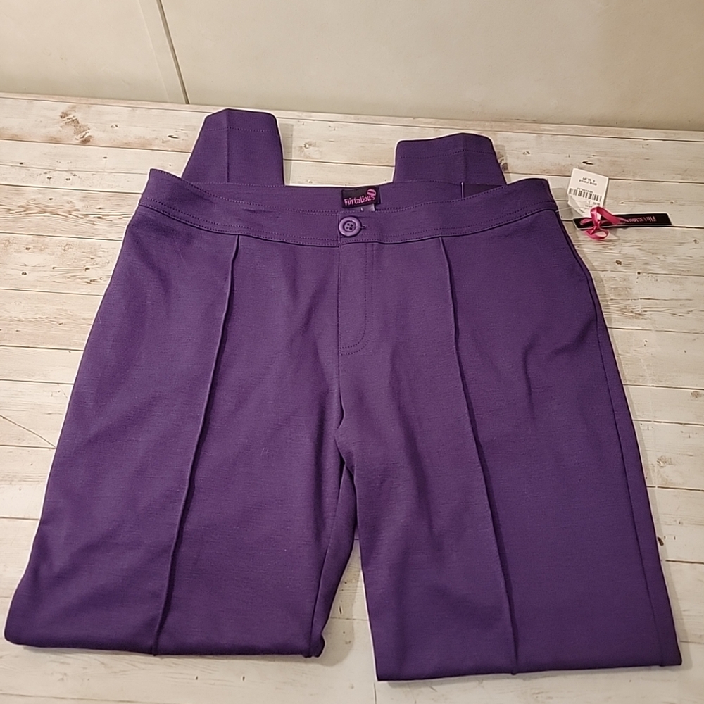 Flirtatious Size L Women's Pull On Dress Pants Acai Purple Large - Picture 4 of 14